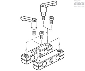 GN 474.3-K-MT - With two hand levers and two socket cap screws, matte ground