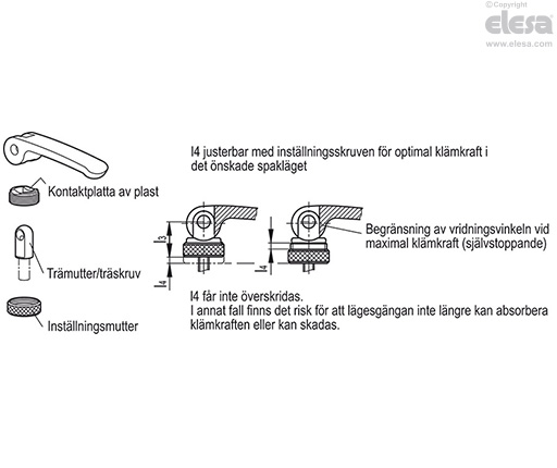 GN 927.2-A (d1) - Gängat hål, med inställningsmutter
