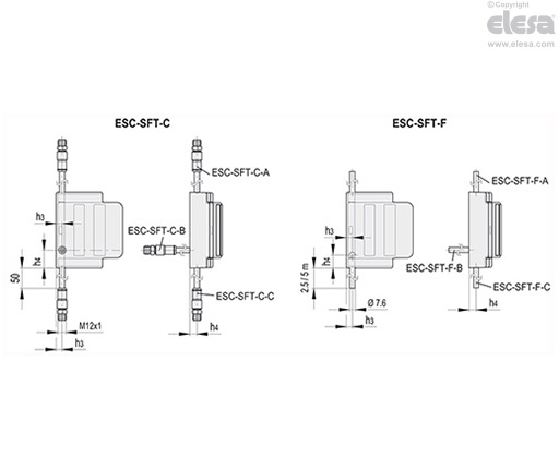ESC-SFT-C-A - Connettore maschio a 8 poli, uscita assiale superiore