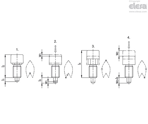 GN 514-A-A4 - Con manopola in plastica, senza controdado