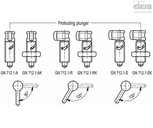 GN 712.1-RK - With rest position, with locking nut