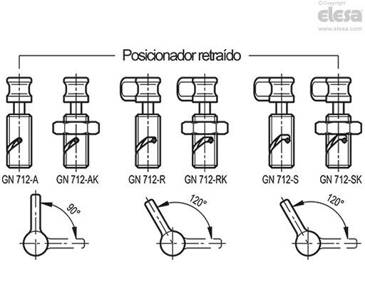 GN 712-R - Con posición de bloqueo, sin contratuerca