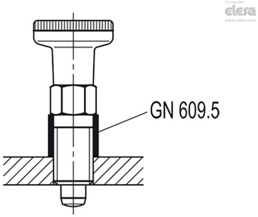 GN 717-CK-ST - Lifting knob and rest position, with locking nut
