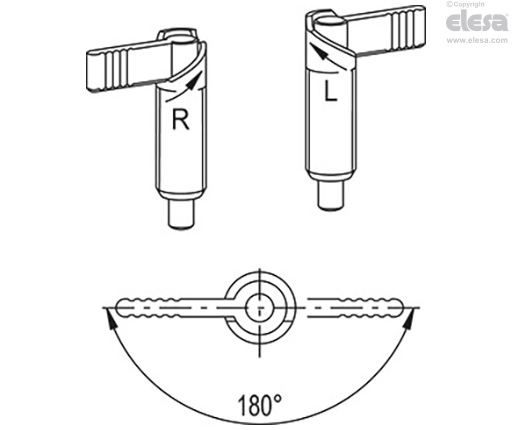 GN 721.6-RA - Plunger retracted position by anti-clockwise rotation, with a stop notch