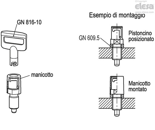 GN 816-B - Con manicotto per funzionamento con chiave, senza controdado