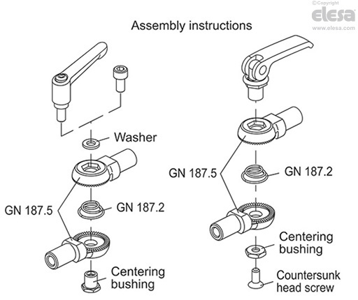 GN 187.6-E - with lever and eccentric cam.