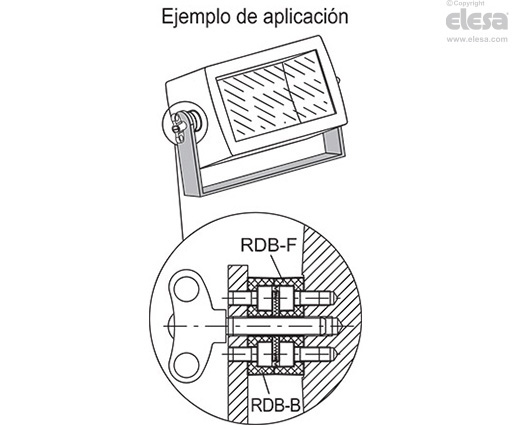 RDB-F - Montaje anterior, agujeros para tornillos de cabeza cilíndrica
