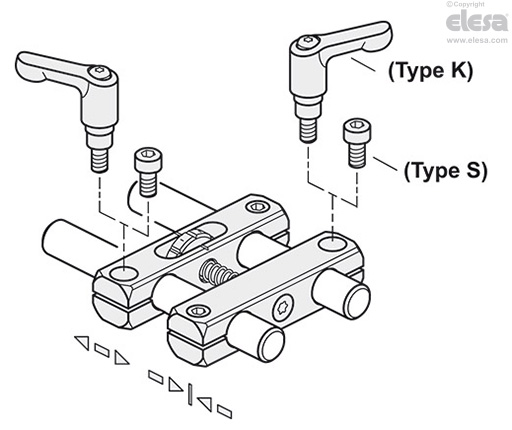 GN 474.3-K-MT - With two hand levers and two socket cap screws, matte ground
