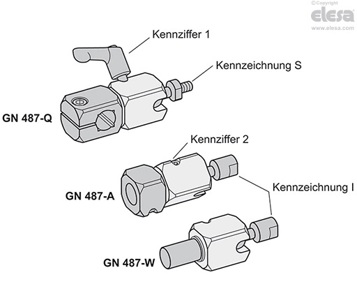 GN 487-Q-I-1 - Mit Querbohrung, mit Innengewinde, verstellbare Klemmhebel