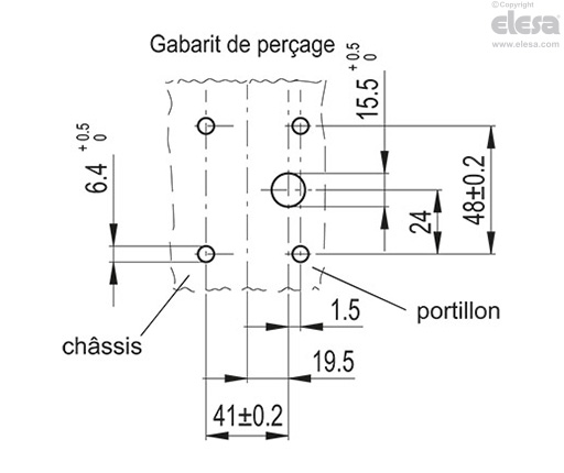CFM-PC-SH-C-A+B - Trous passants pour vis à tête fraisée,câble de sortie supérieure 3,5 ou 4m,câble de sortie arrière 1,5 ou 1m