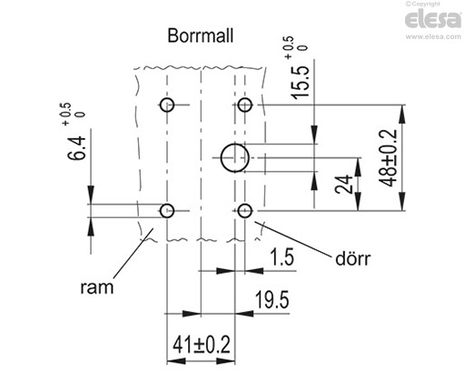 CFM-PC-SH-C-A+B - Genomgående hål för försänkta skruvar,utgående kabel upptill 3,5 eller 4m,utgående kabel baktill 1,5 eller 1m