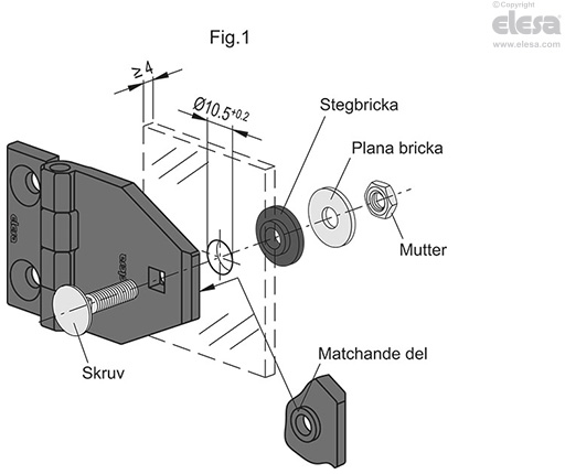 CFM-TR-G - Gångjärn för montering på glas eller paneler