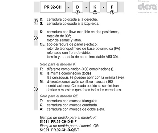 PR-CH - Asas encastradas con palanca de cierre