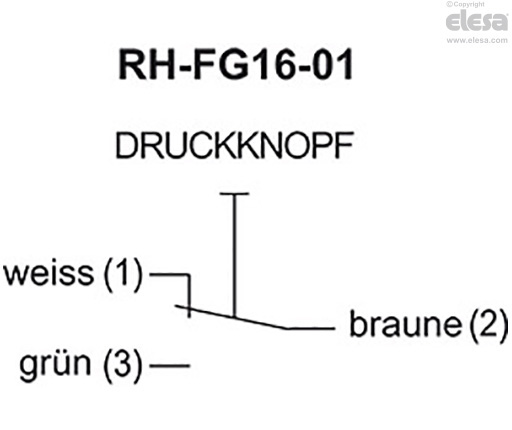 RH-FG16-05.84 - Eine Drucktaste mit Schließerkontakt, eine mit Wechselkontakt und eine Not-Aus-Taste