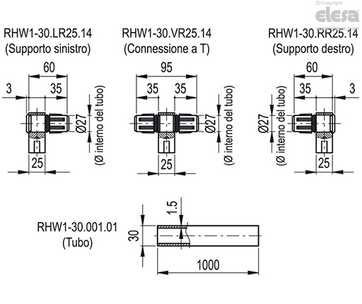 RH-W1 - Maniglie tubolari disassate