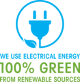 We use electrical energy 100% Green from renewable sources