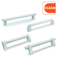 CLEAN tubular handles: white colour with dirt-proof surfaces