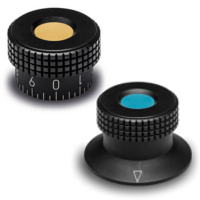 Diamond cut knurled control knobs with collar or flange