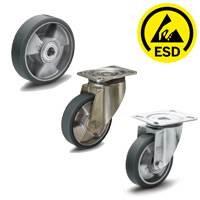 Electrostatic Discharge mould-on polyurethane castors and wheels for ESD-PROTECTED AREA