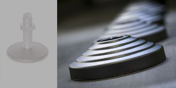 Pieds réglables antivibratoires et base en super-technopolymère ELESA